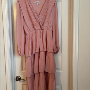 Premier Blush Long Sleeve Tiered Dress